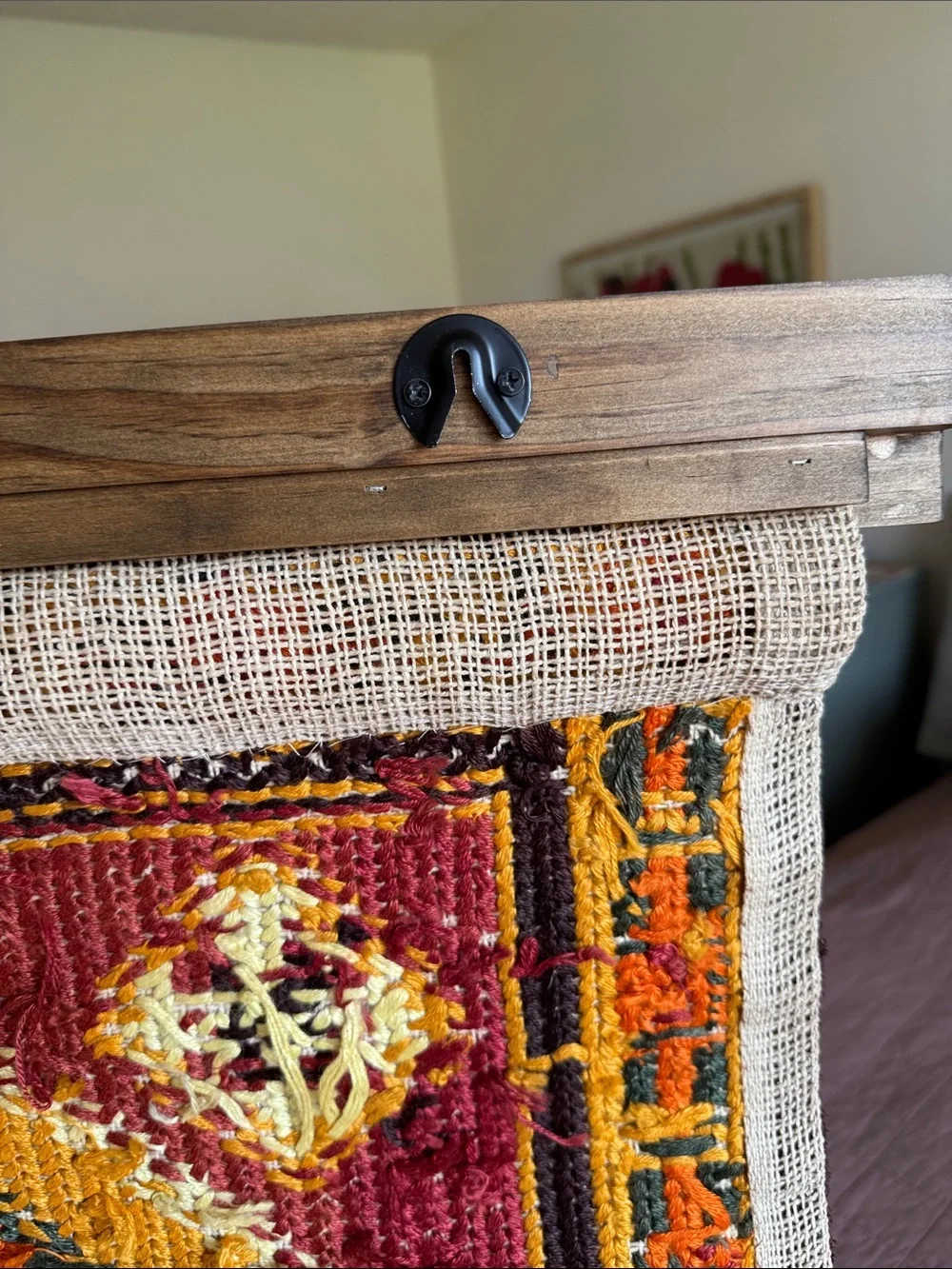 Vintage Handwoven Orange Geometric Wall Hanging